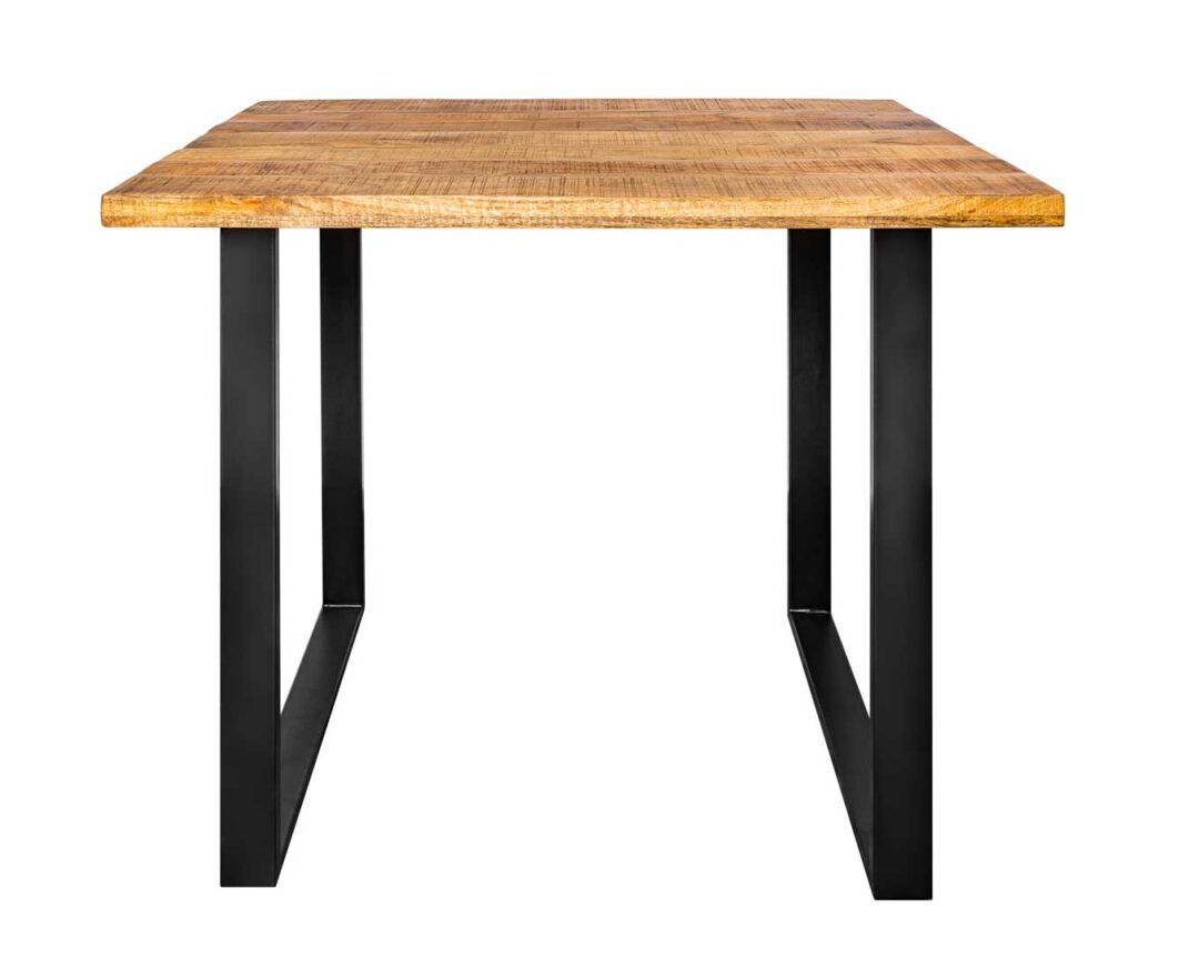 table de bar haute en bois de manguier et métal noir