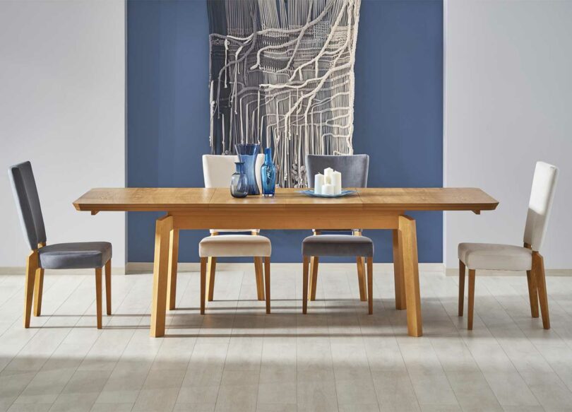 table de repas 160-250 cm en bois de chêne plaqué