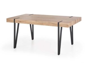 table à manger pas cher 170 cm aspect chêne et métal noir