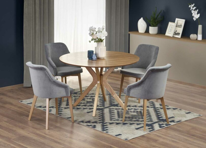 table de repas ronde 120 cm en bois plaqué