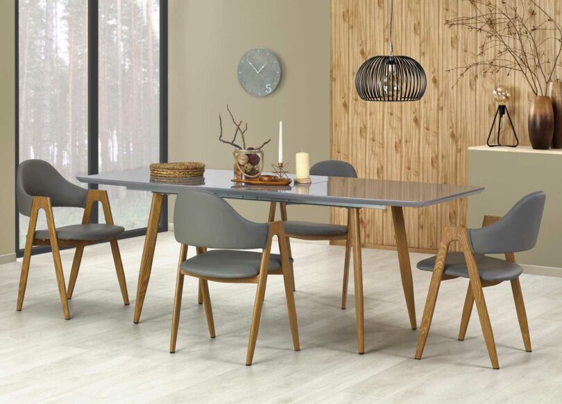 table de repas avec allonge pour 8 personnes