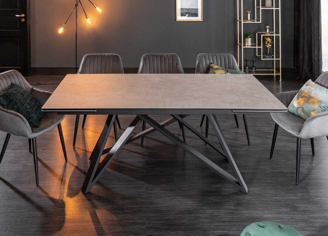 table de repas design en céramique aspect béton