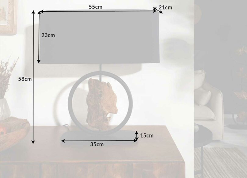 Dimensions de la lampe de table