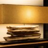 Lampe lin beige et bois design