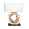 Luminaire en bois de teck et lin blanc