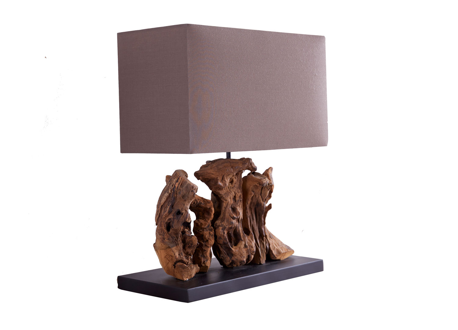 Lampe sur pied 177 cm bois flotté et lin noir pour déco