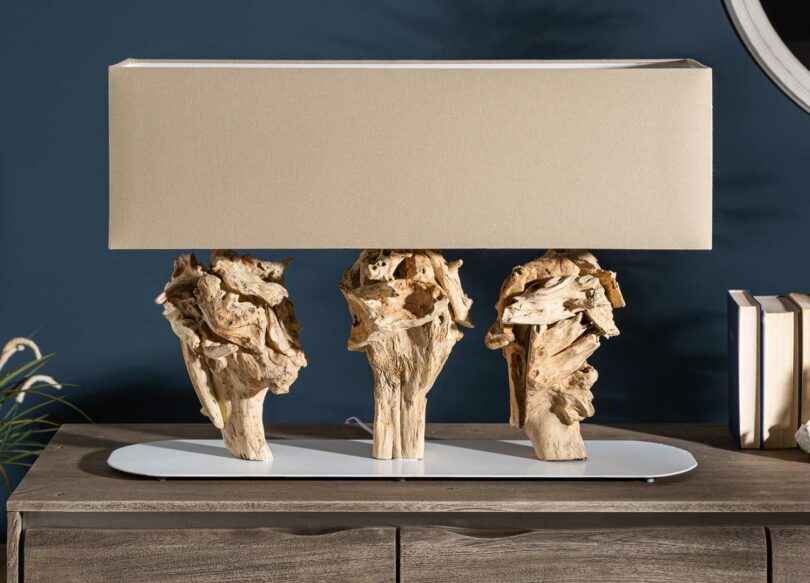 Lampe à poser en bois naturel