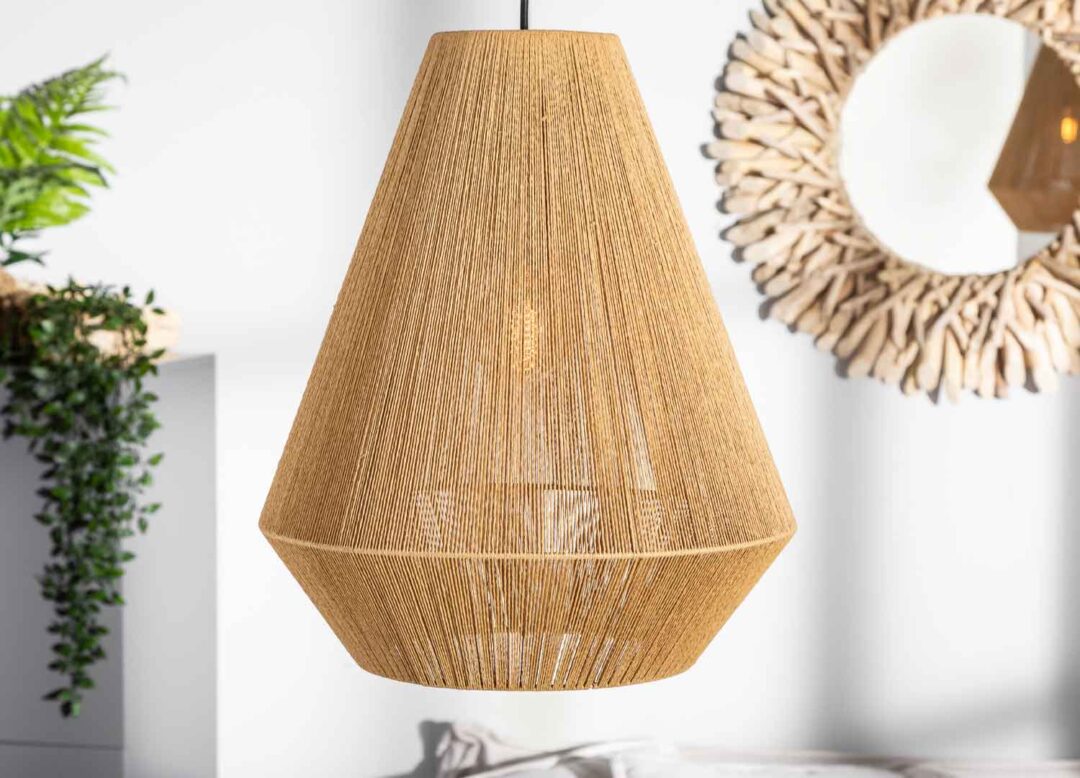 Lampe suspendue en papier de rotin design