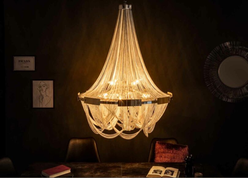 Lampe suspendue argentée