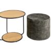 Table d'appoint avec pouf en velours