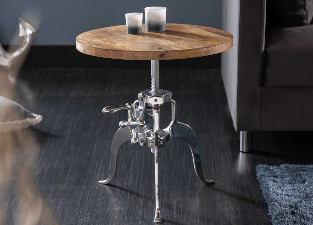 Table d'appoint en bois massif réglable
