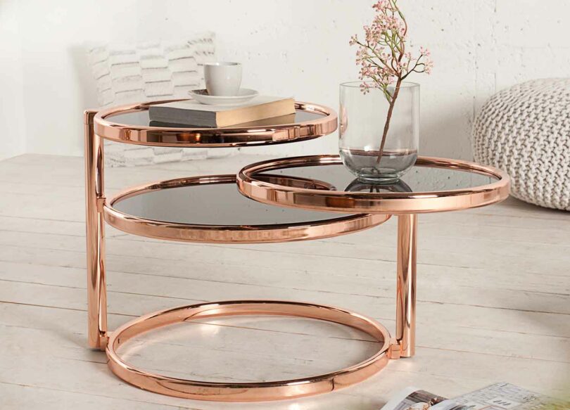 Table basse avec plateaux rotatifs