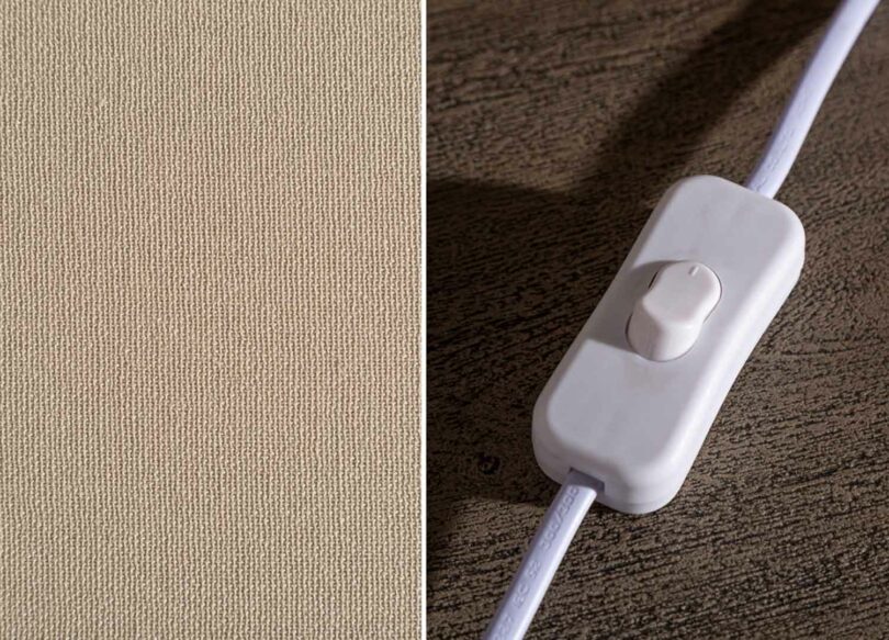 Lin beige et interrupteur de la lampe