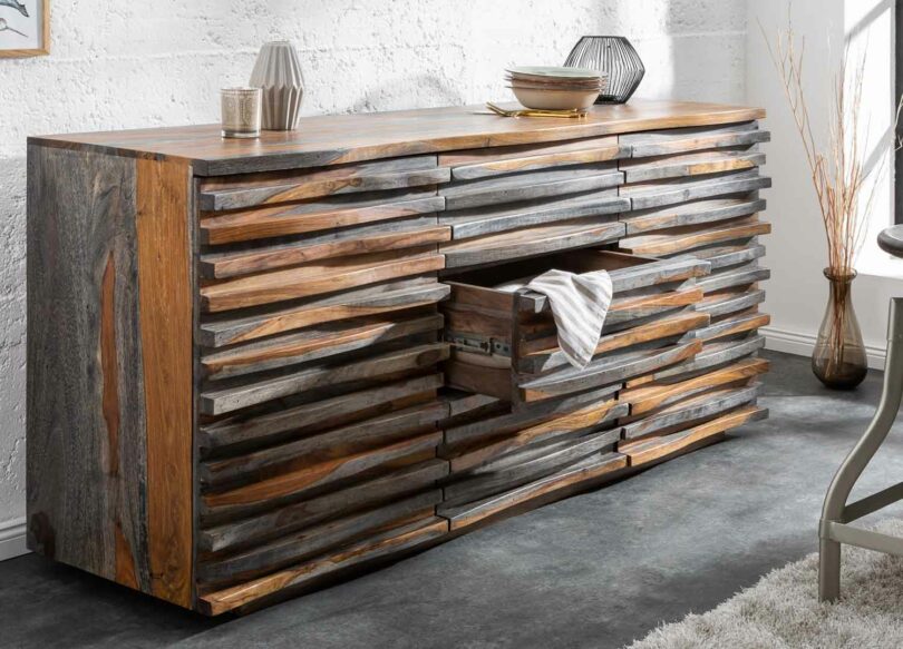 meuble buffet en sesham fumé