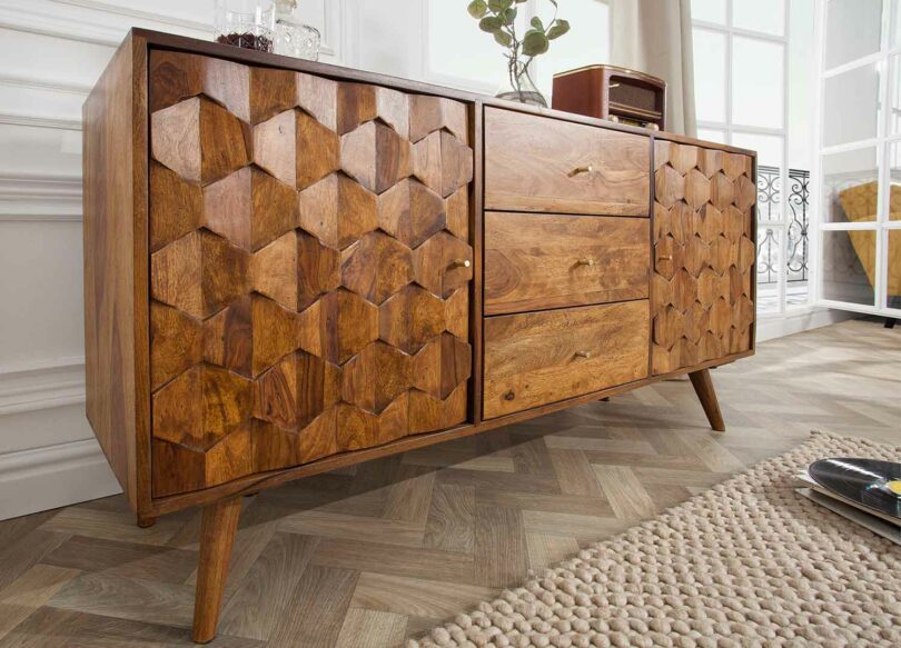 meuble buffet en bois de sesham rétro