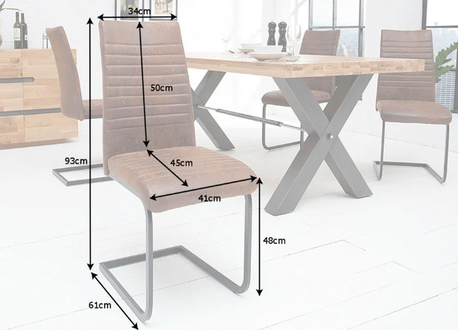 détail des dimensions des chaises