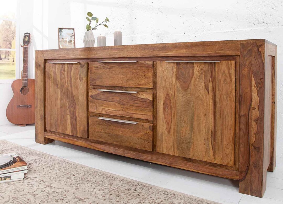 meuble buffet 175 cm rétro en bois massif