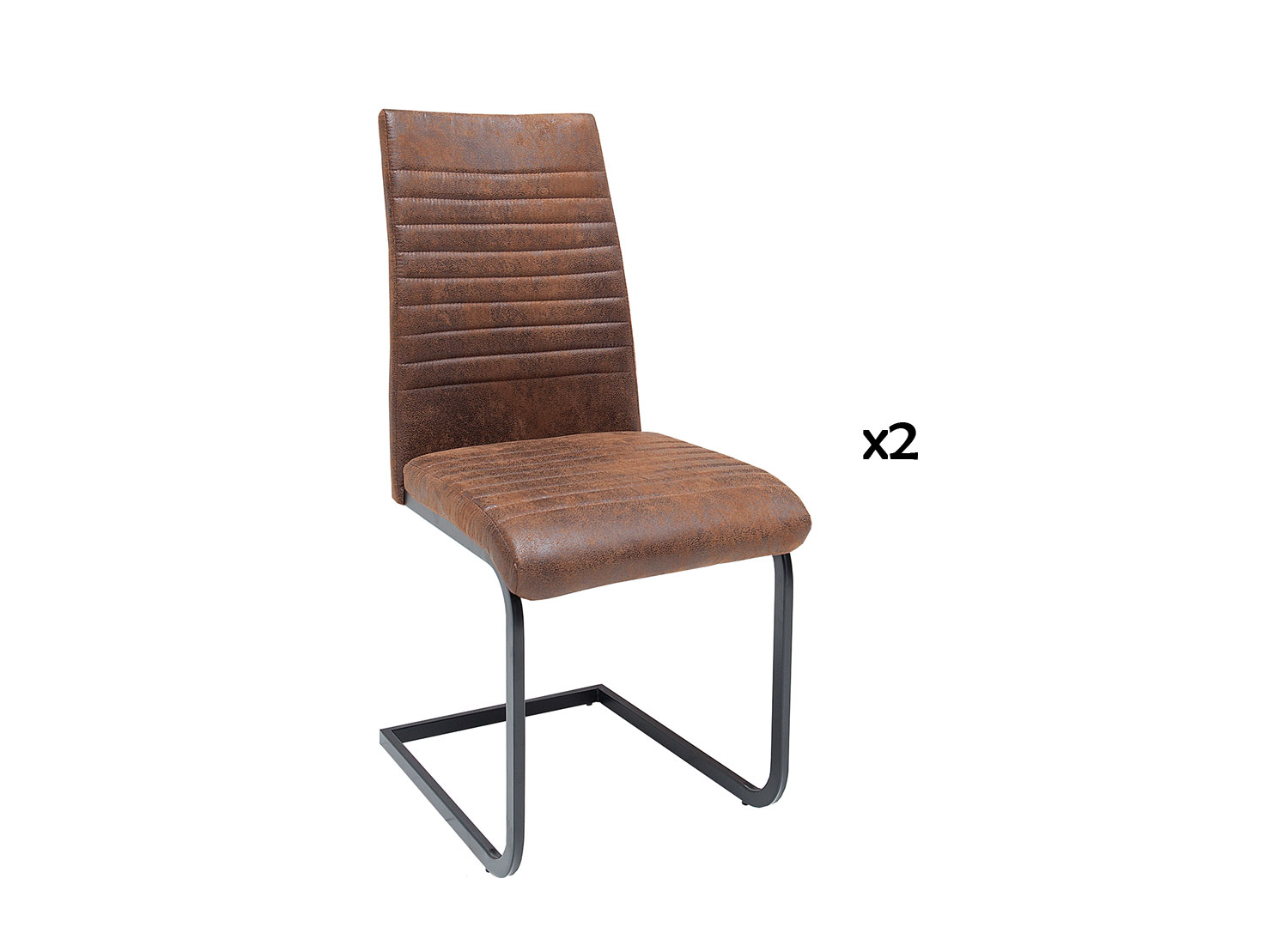 ensemble 2 fauteuils cantilever en microfibre marron vintage