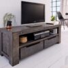 banc tv 130 cm en bois massif style industriel
