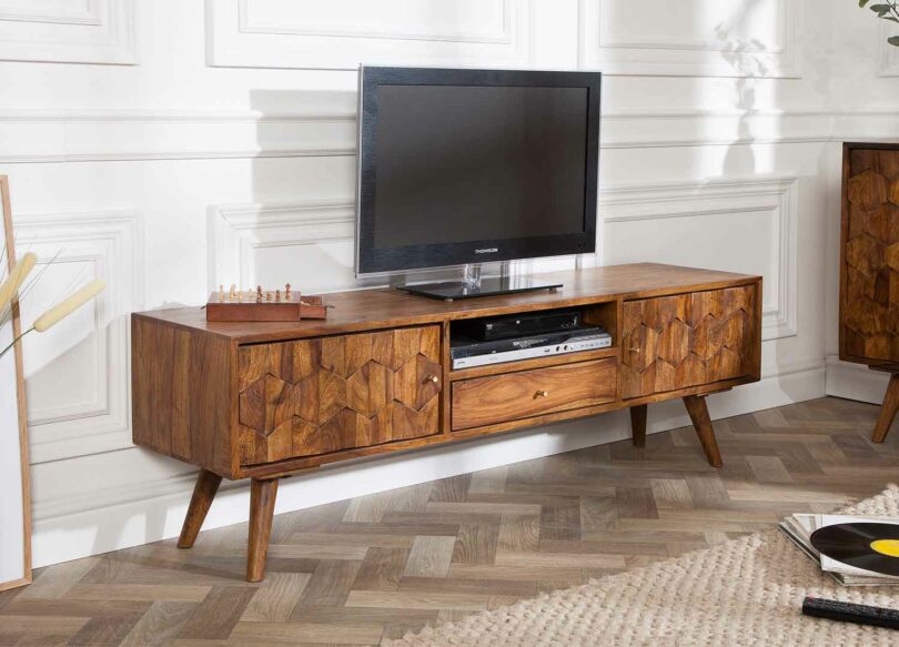 meuble tv en bois de sesham
