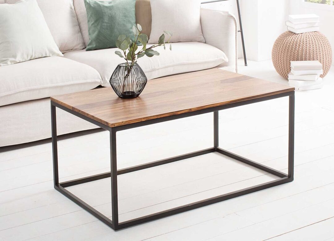 table de salon 100 cm rectangulaire en bois de sesham