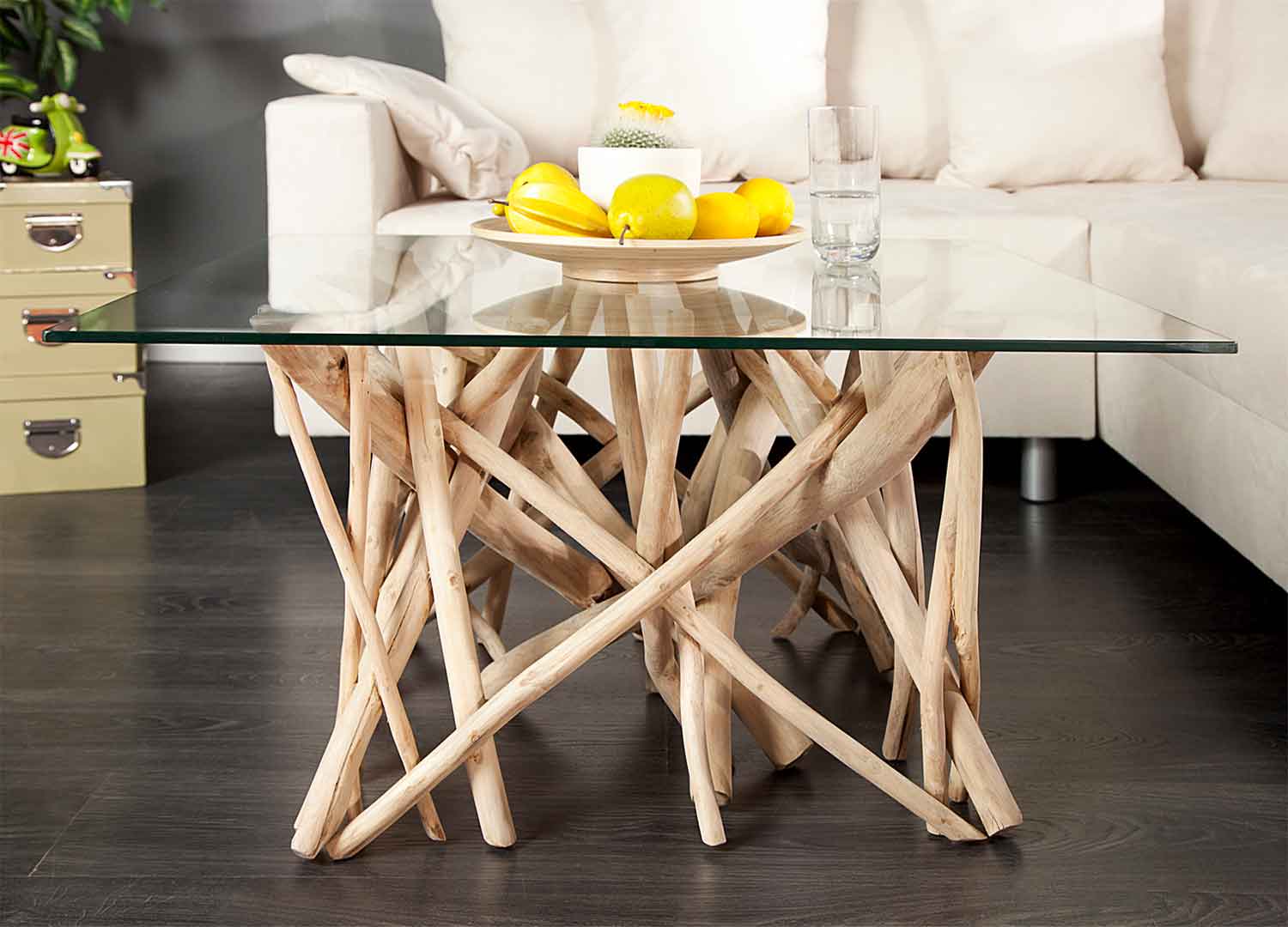 Table de salon, meuble en bois rustique