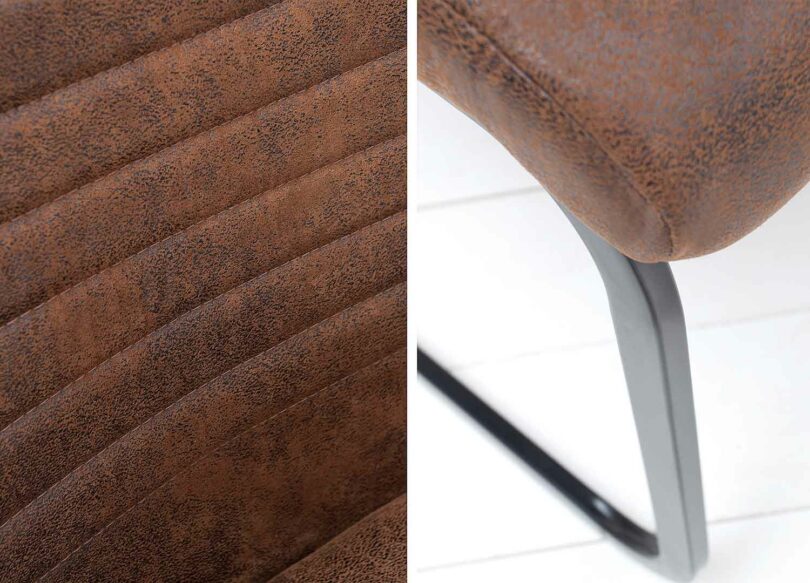 zoom sur le tissu et le cadre de la chaise