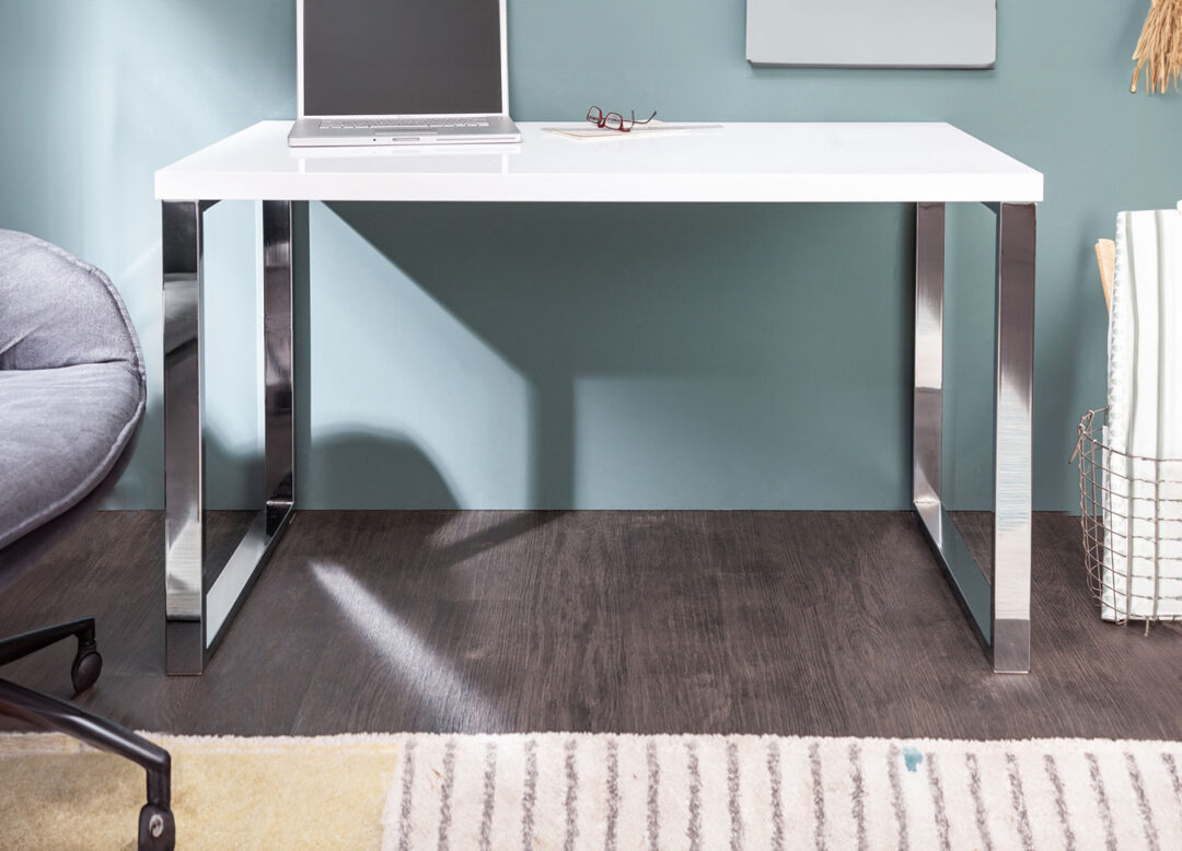 Bureau blanc brillant 120cm