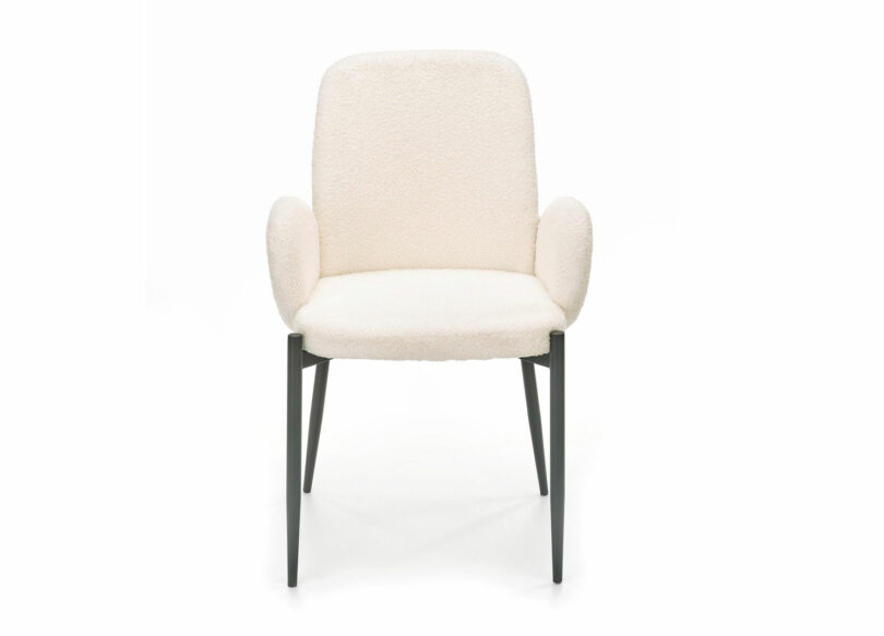 fauteuil de salle à manger à bouclette et métal noir