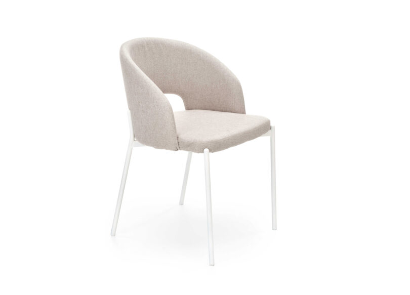 ensemble 2 chaises de salle à manger beige et métal blanc