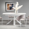 table de repas aspect marbre blanc contemporaine