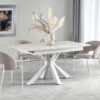 table de repas aspect marbre blanc