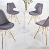 lot d 2 chaises en velours gris fonce et metal dore