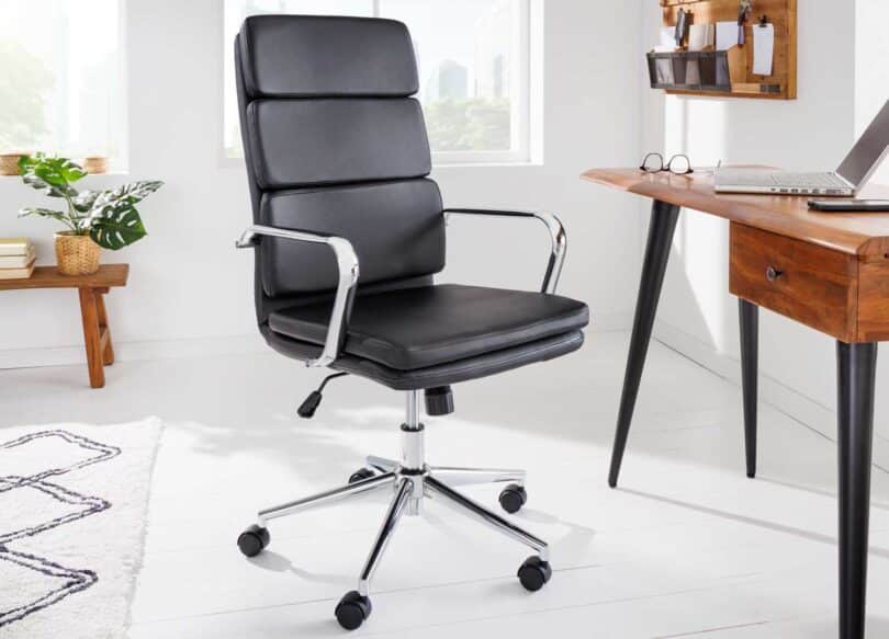 Fauteuil de bureau en simili cuir noir
