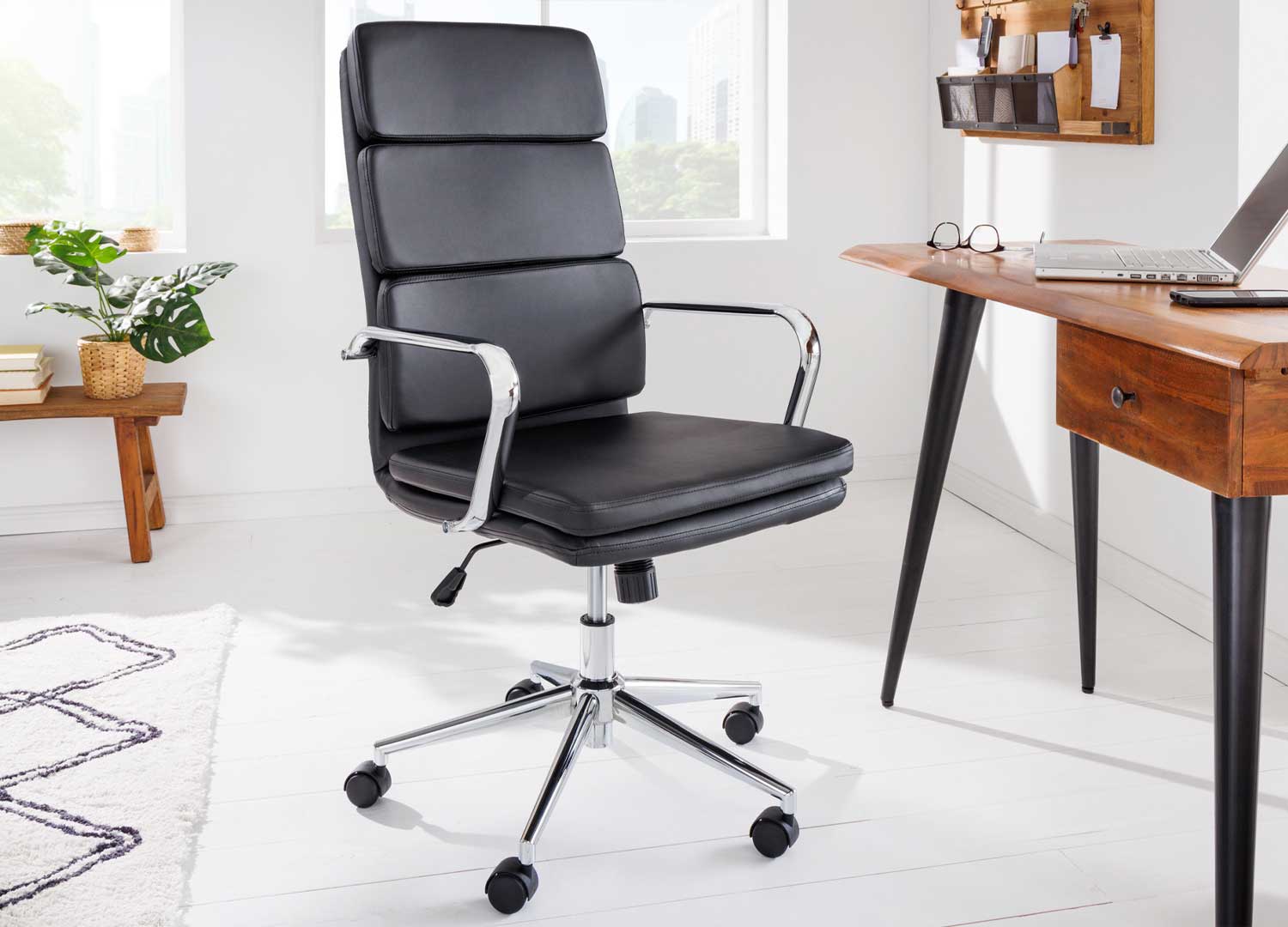 Fauteuil design de bureau sans accoudoir cuir ou tissu SMARTOFFICE LUXY