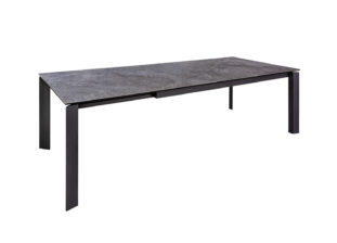 Table à manger ronde céramique anthracite et pied acier brossé - Cbc-Meubles