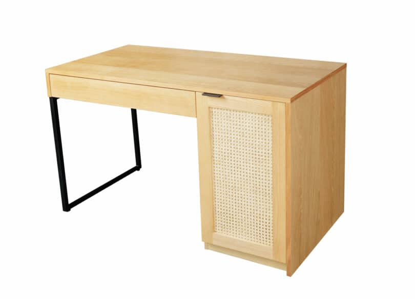 bureau en rotin et bois plaqué