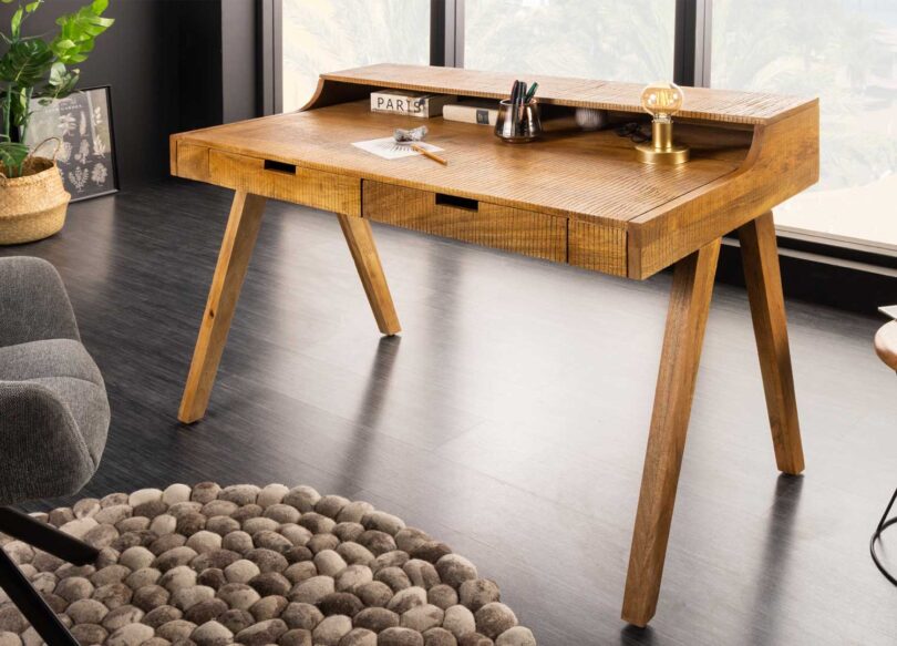 bureau de travail avec rangement en bois massif