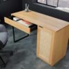 bureau 120 cm en placage de chêne et rotin