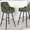 lot de 2 chaises de bar en velours vert
