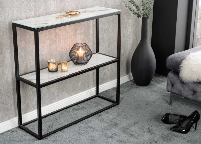table console 80 cm moderne pas cher effet marbre