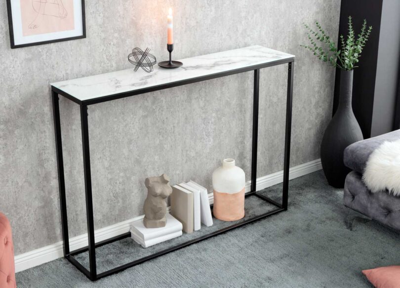 console 110 cm design pas cher aspect marbre