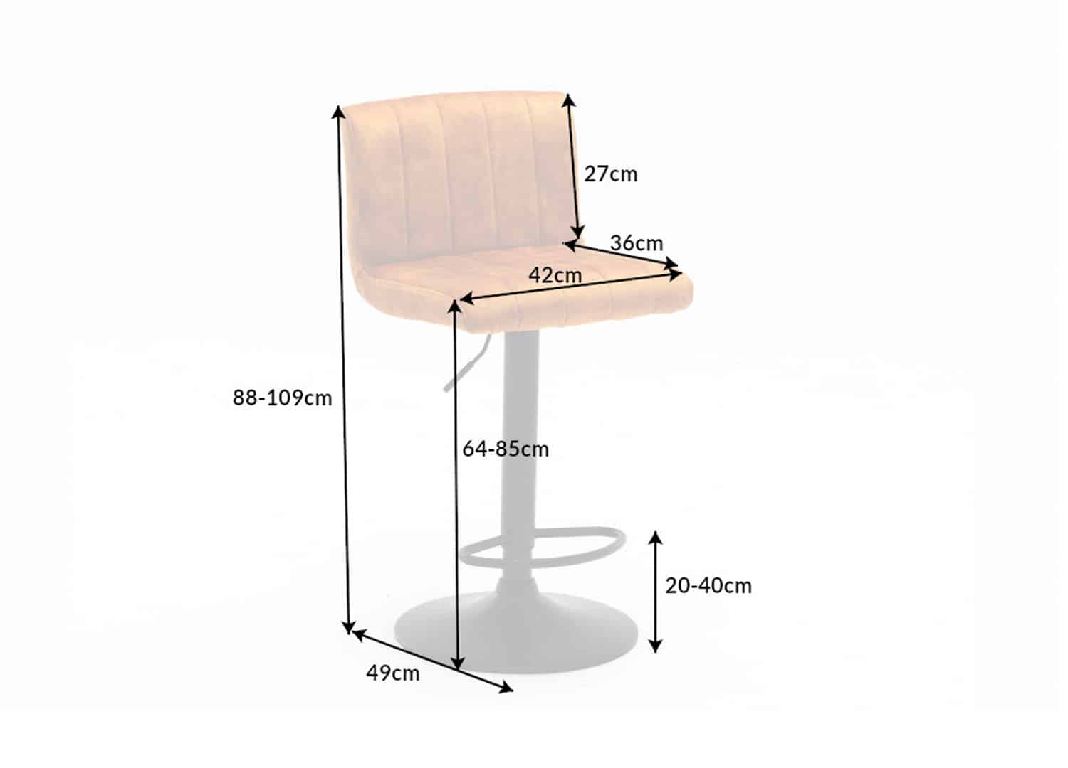 details des dimensions du fauteuil de bar