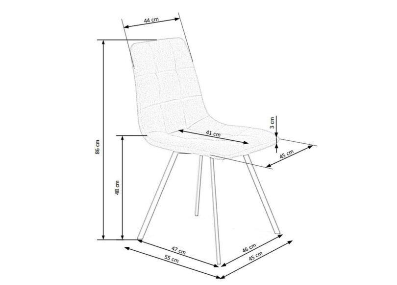 détails des dimensions de la chaise