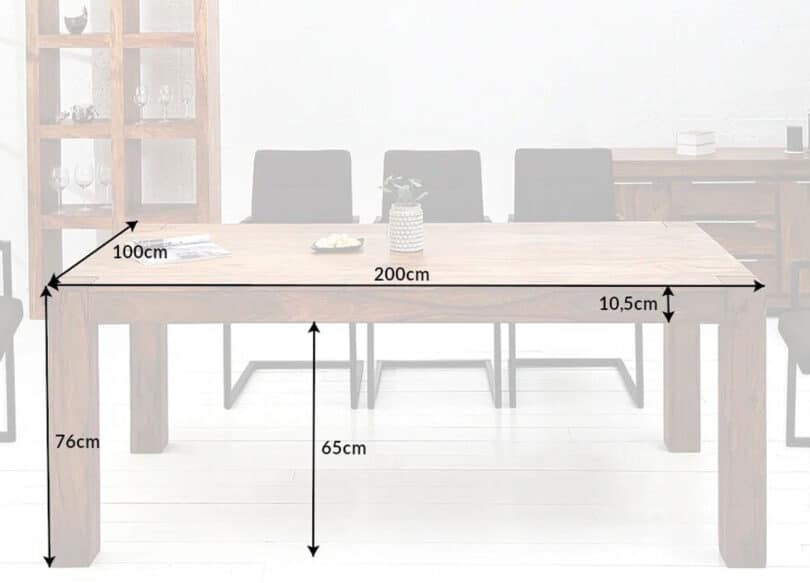 details des dimensions de la table de repas