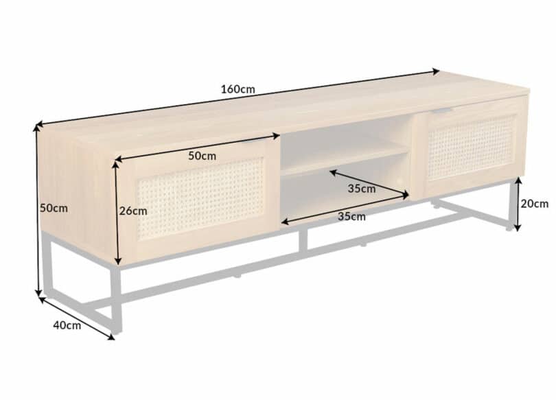 détails des dimensions du meuble tv
