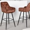 lot de 2 fauteuils de bar moderne en velours marron