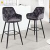 lot de 2 chaises de bar haute en velours gris