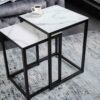 tables de salon en verre aspect marbre