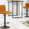 chaises de bar moderne en velours jaune et metal noir